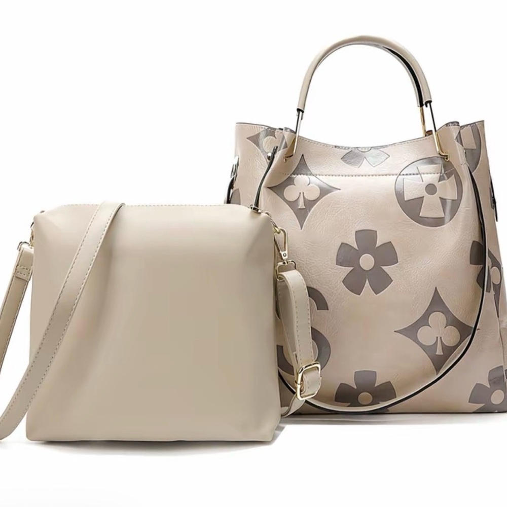 NWT Women’s Neutral Beige Two-Piece Shoulder Bag Set